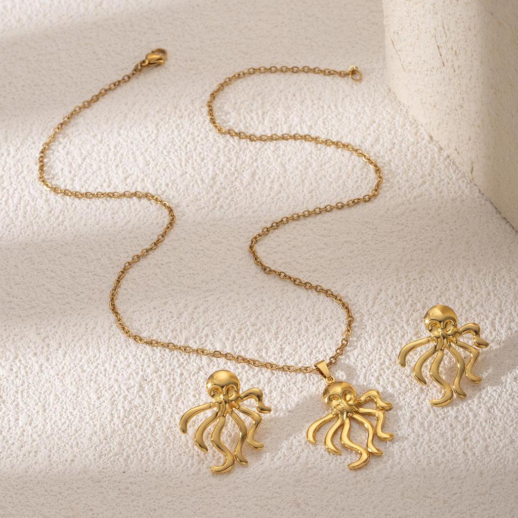 Luxury Geometric Leaf & Flower Earrings Necklace Set