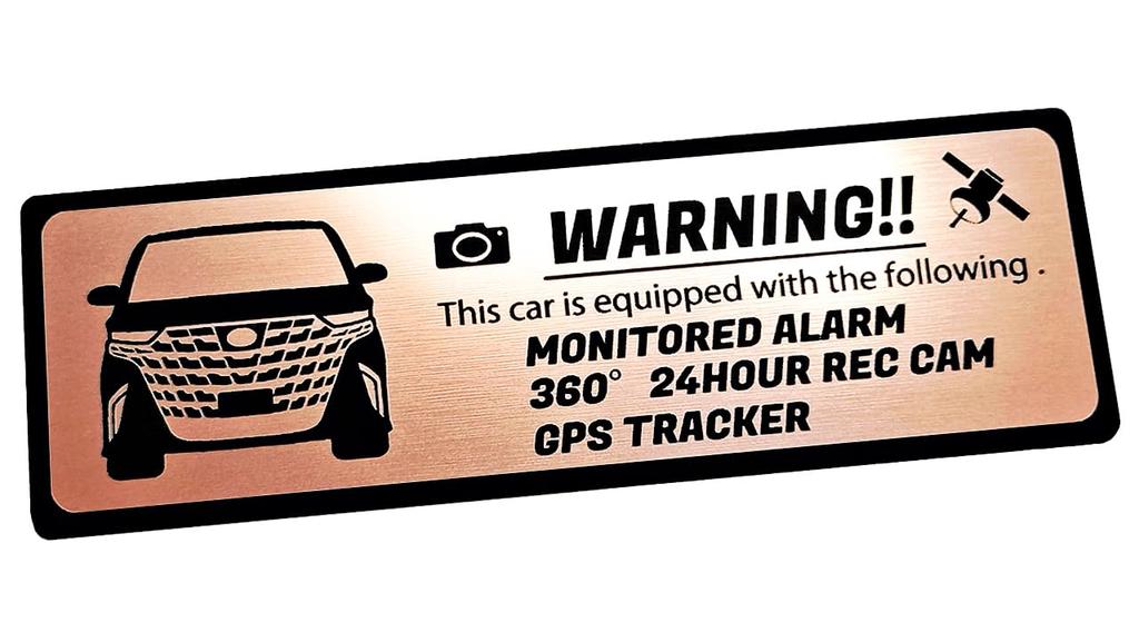 New 40 Series ALPHARD Security Emblem 24 Hour Monitoring Dash Cam GPS Tracker Sticker (Pink Gold)
