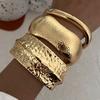 Punk Round Heavy Metal Exaggerated Cuff Wide Bangles For Women Men Vintage Heavy Geometric Spring Bangle Bracelet Jewelry