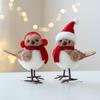 Cute Fluffy Plush Foam Bird Christmas Tree Ornament Simulated Bird Figurine with Red Hat And Scarf for Christmas Tree Mantel Desk Decoration