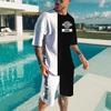 Striped T-shirt 2 piece men's Hawaii beach T-shirts suit summer