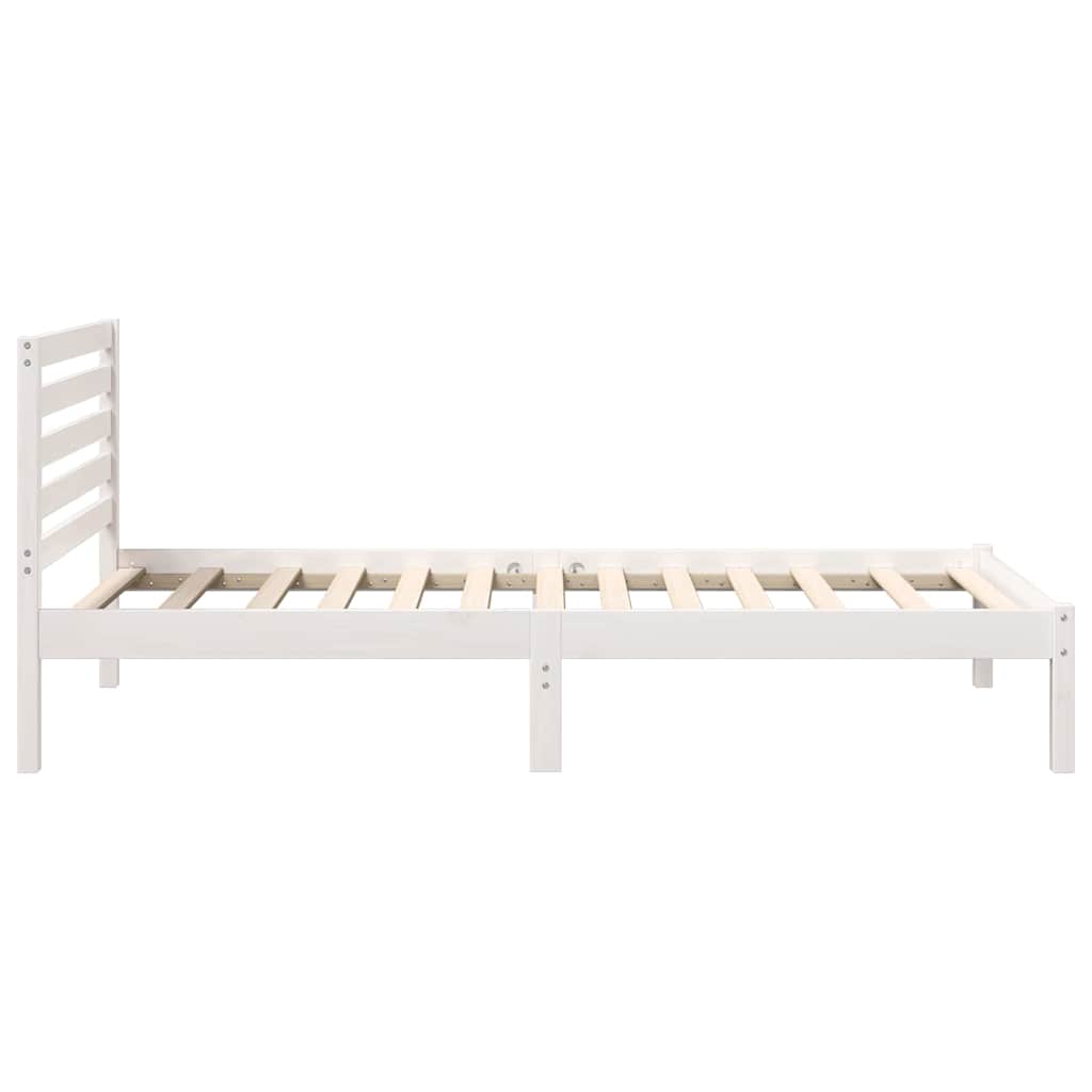 Bed Frame with Headboard White 75 x 190 cm Solid Pine Wood