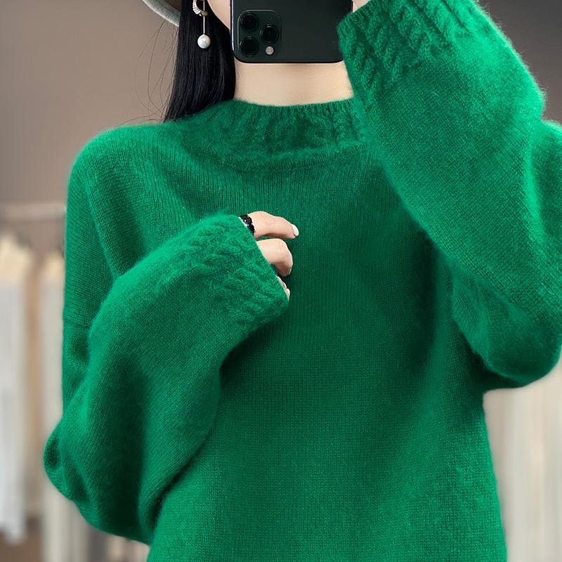 Women's Cashmere Sweater Qinghe Cashmere 30% Cashmere 70% Wool Autumn and Winter Pullover Warm and Fashionable