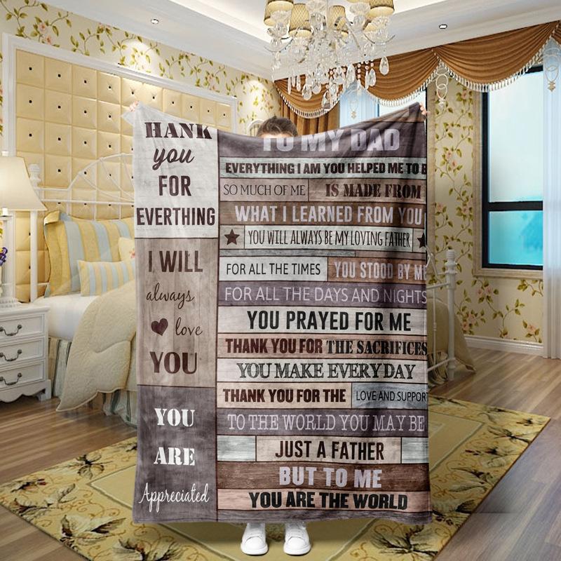 Love and Family Wishes digital-printed polyester Bedroom velvet flannel soft sofa cover blanket Fleece soft sofa cover blankets