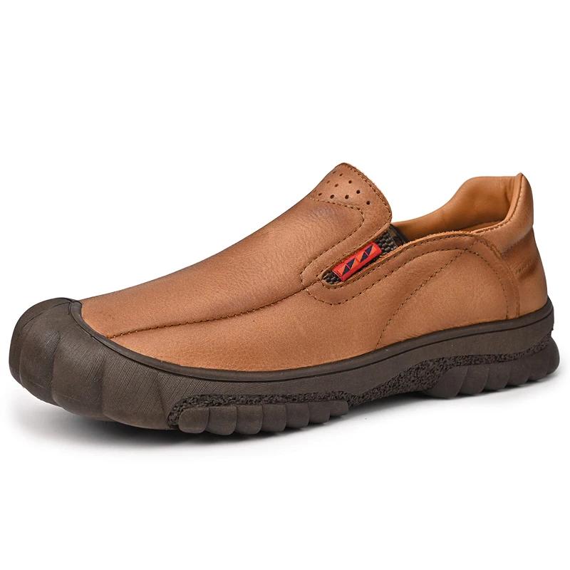 New Luxury Brand Men's Leather Casual Shoes Breathable Outdoor Sneakers Shoes Antiskid Sport Walking Trekking Climb Shoes Loafer