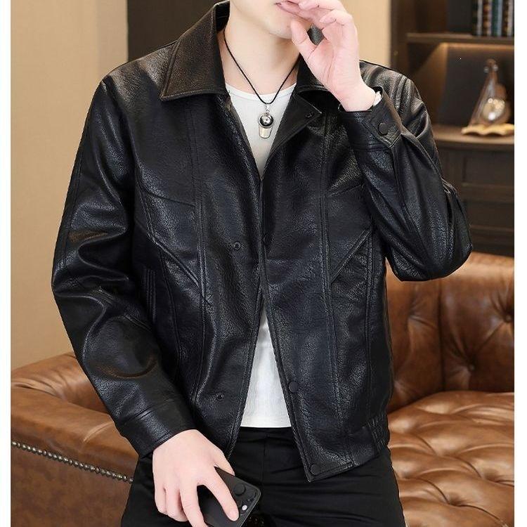 New Casual Motorcycle Men's Leather Jacket New Trendy Fashion Warm Autumn Leather Jacket