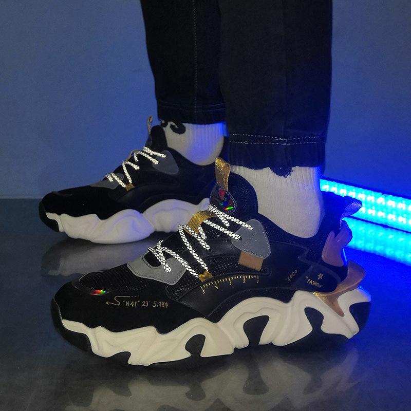 Mens Sneakers Dad Shoes Large Size Country Night Tide Light Running Shoes Casual Wave Bottom Shock Absorption