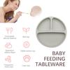 Cute Baby Infant Dining Plate Anti Slip Toddle Training Sucker Dishes Tableware