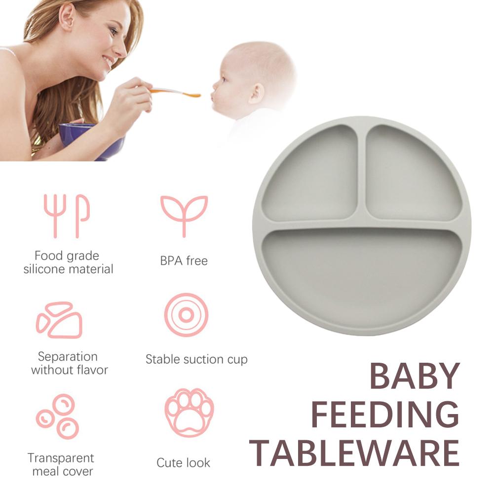 Cute Baby Infant Dining Plate Anti Slip Toddle Training Sucker Dishes Tableware