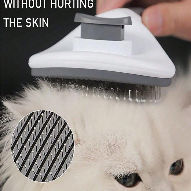 1pc Dog Brush, Cat Brush, Flea Comb, Automatic Cleaning Brush, Pet Grooming Brush, Pet Massage Brush, Shedding Grooming Brush, Mat Breaker Tool
