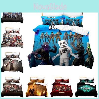 Conjunto de Cama de 3 Peças com Estampa Digital Fortnite Design Colorido Tecido de Alta Qualidade
