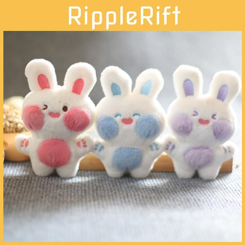 Fluffy Cozy Bunny Keychain Plush Toy Soft Stuffed Animal Bag Accessory Pink Blue Purple