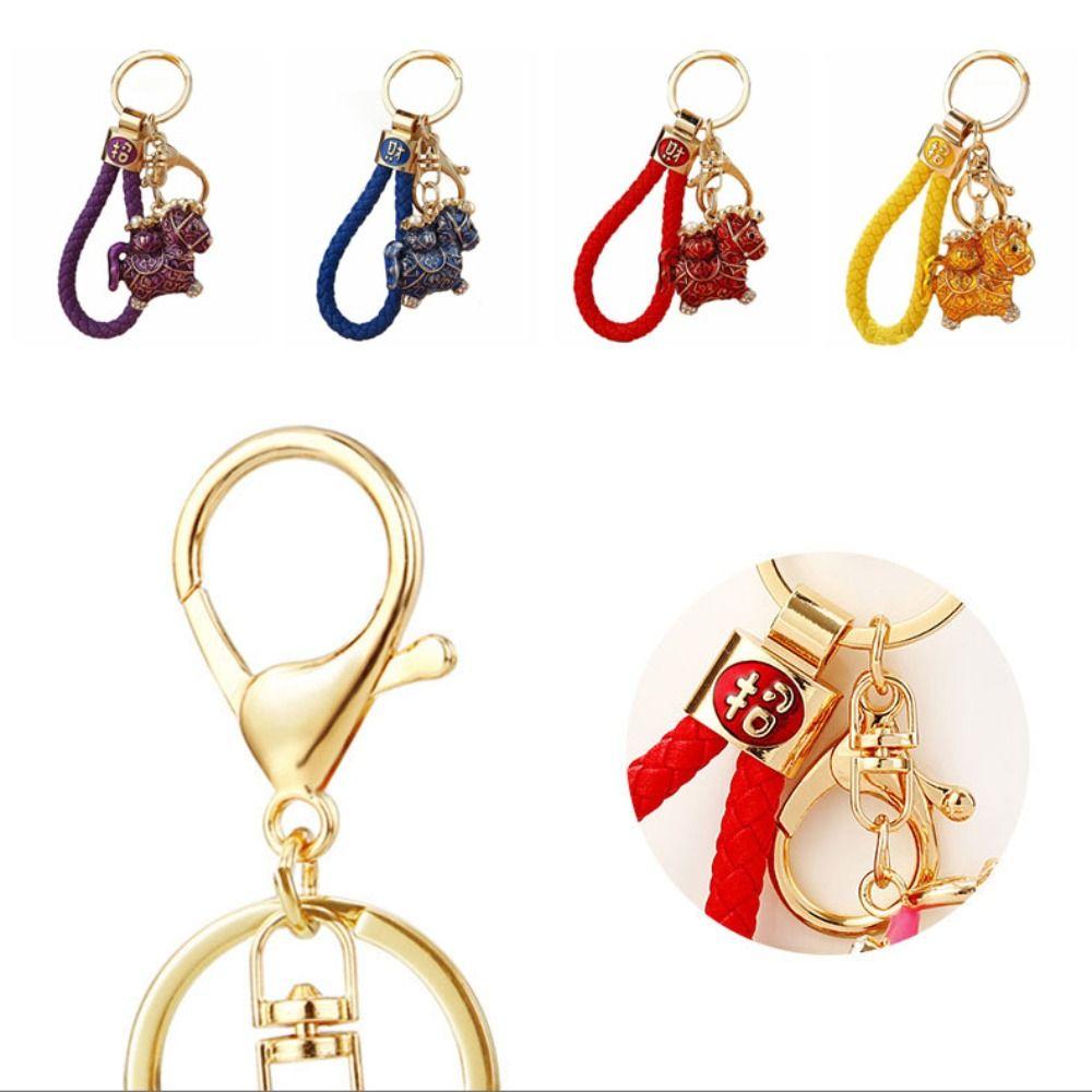 Zircon Zodiac Horse Pendant Exquisite New Year Pendant Sweet Horse Year Keychain  Car Key Ring