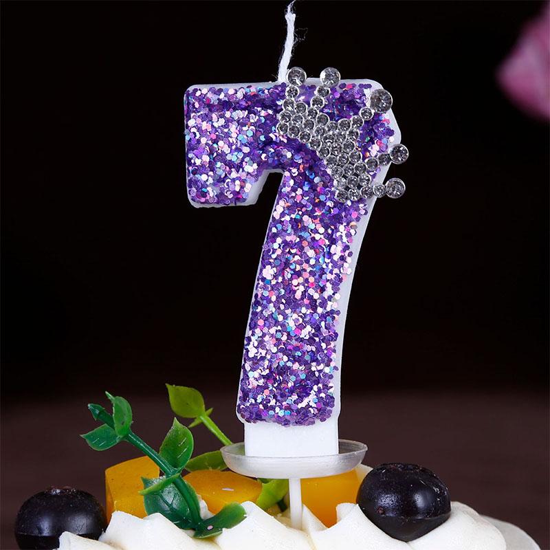 ’‘ Purple Crown Birthday Candles Number 0 1 2 3 4 5 6 7 8 9 Princess Cake Decoration Candles Anniversary Party Cake Topper