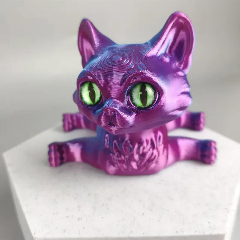 1PC 3D Printing Multi-joint Movable Muppet Cat Figures Model Cat Ornaments Home Desk Decoration for Kids Girls Gift
