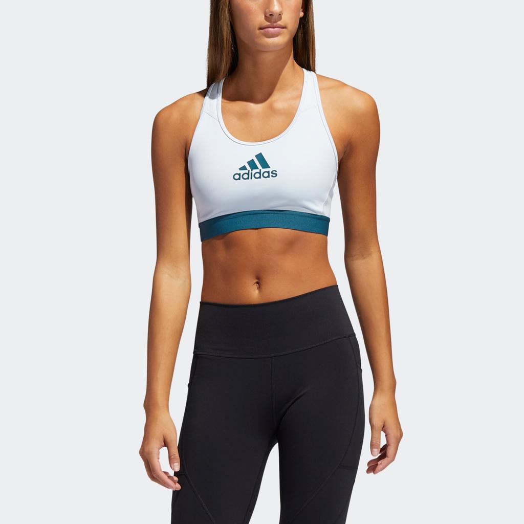 Adidas Dont Rest Alphaskin Bra Letter Logo Print Medium Support Quick-Dry Sports Bra Women Underwear Light-Blue GM2818