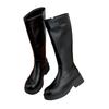 Long knight boots for women, high-end thick-soled women's boots, side zipper soft leather women's boots, British style boots for women