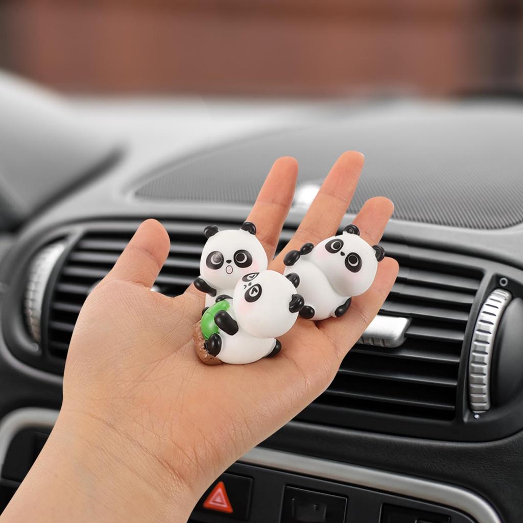 Veemoon Car Figurine Panda Cute Stylish Interior Dashboard Decoration Car Decoration Mini Tabletop Set of 6
