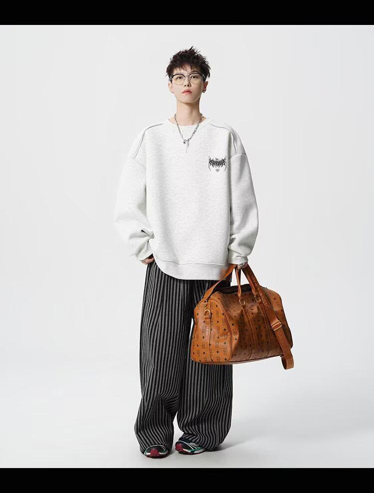 Men's American Heavyweight Crewneck Hoodie 2025: Trendy, Loose-Fit Casual Long Sleeve for Autumn/Winter
