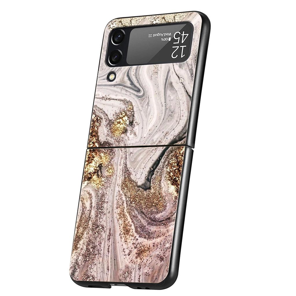 Vintage Marble Hard PC Phone Case For Samsung Galaxy Z Flip 7 6 5 4 Black Cover For Galaxy Z Flip 3 Foldable Shell Fundas Capas