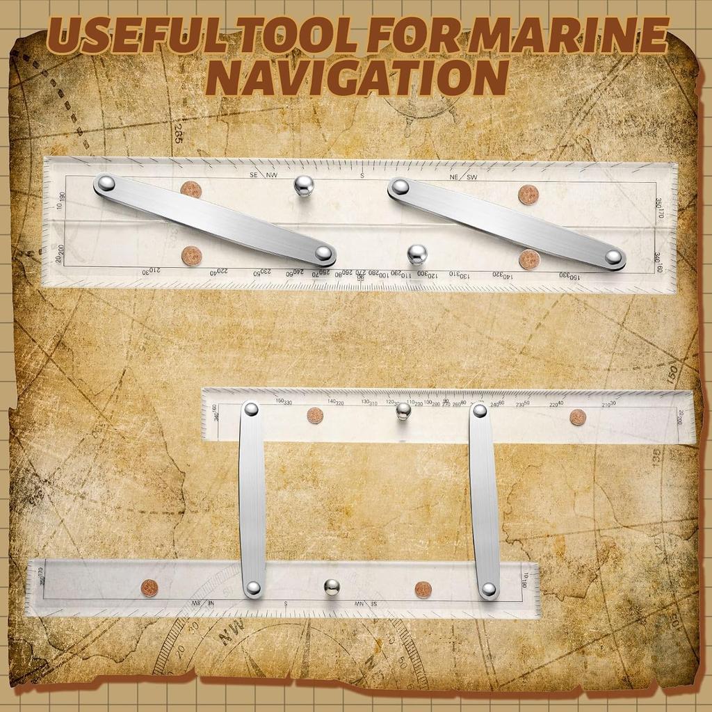 Parallel Ruler Marine Navigation Tool with Clear Scales Parallel Ruler with Brushed Aluminum Arms Nautical Charts Navigation Tools for Boat Ship