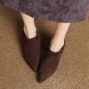 Krazing Pot Sheep Suede Autumn Winter Shoes Stiletto Med Heels Size 43 Size 42 Pointed Toe Concise Style Deep Mouth Pumps