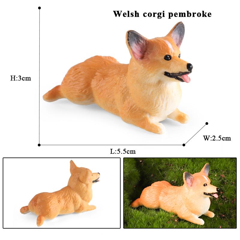 Oenux Dog Animals Model Bulldog Corgi Shiba Inu Husky Pug Schnauzer Chihuahua Puppy Figurines PVC Cute Collection Toy Kid Gift
