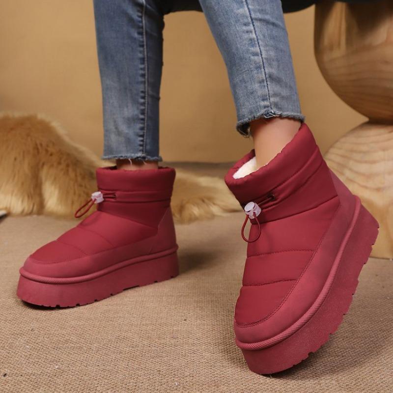 European and American Winter New Thick-soled Velvet Thickened Snow Boots Women's Foreign Trade Large-size Warm Elastic Buckle Short Boots Cotton Shoes