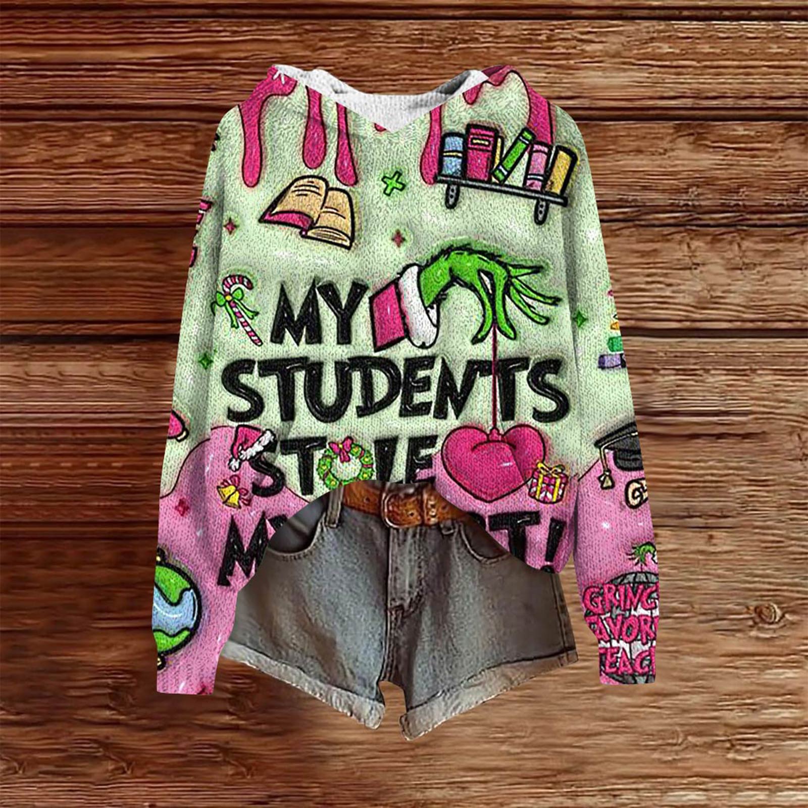 

Женские толстовки Вязаный свитер Милая рубашка Осенний пуловер Толстовка с капюшоном L