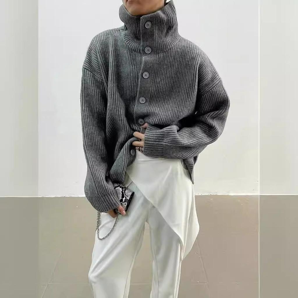 Single-breasted Loose Knitted Jacket Women's Cardigan