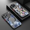 Magnetic Flowers Print Phone Case For iPhone Air 17 16 15 Pro Max 13 12 Pro 14 Plus 11 For Magsafe Wireless Charge Acrylic Cover