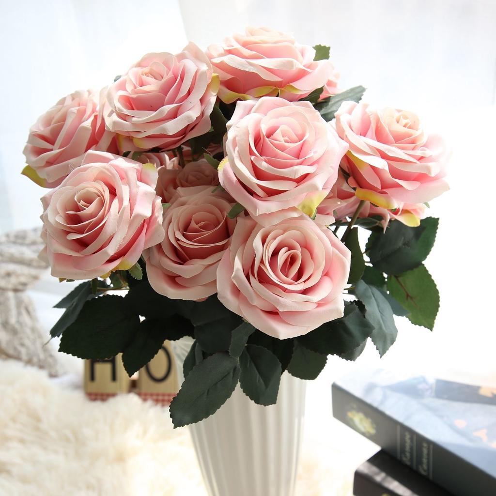 Buy 10 Head Silk Fake Rose Artificial Flower Floral Bunch Wedding Party ...