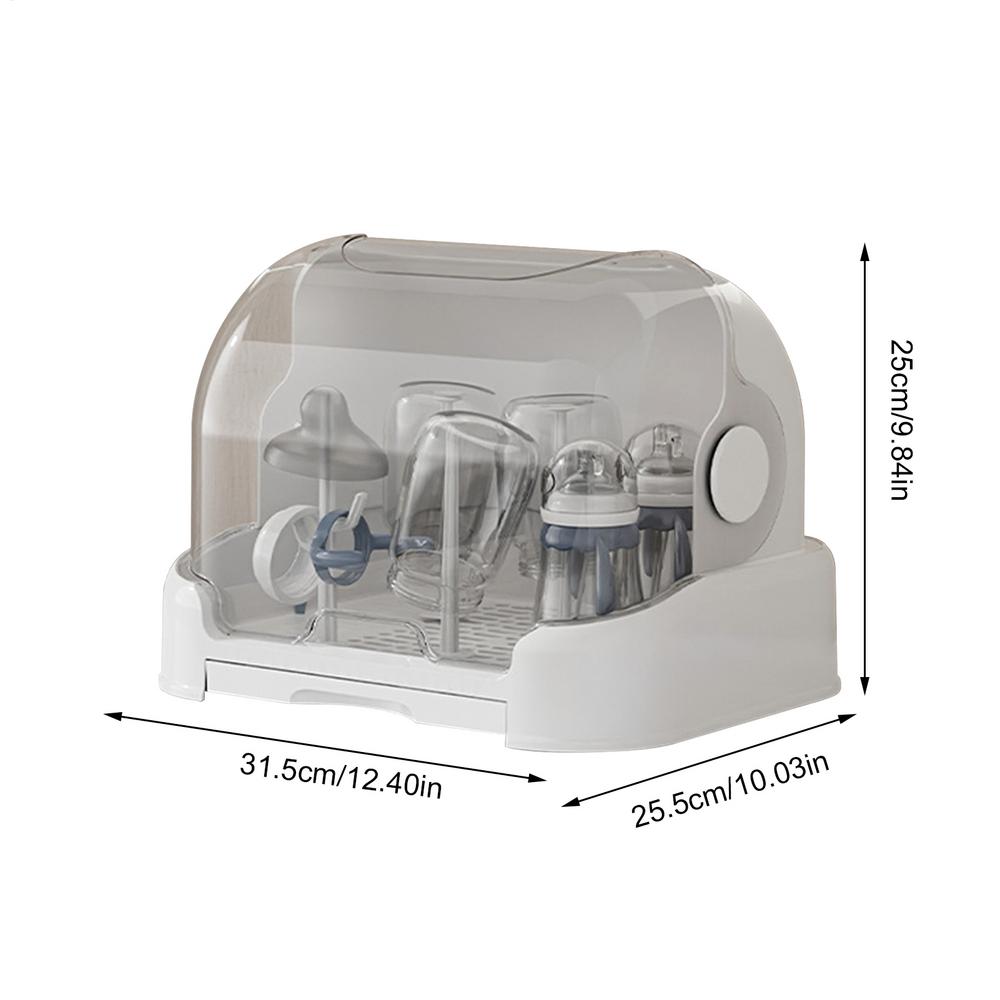 Baby bottle drying rack with lid & removable drain tray dustproof baby bottle storage rack comes with 6 drain supports supplies