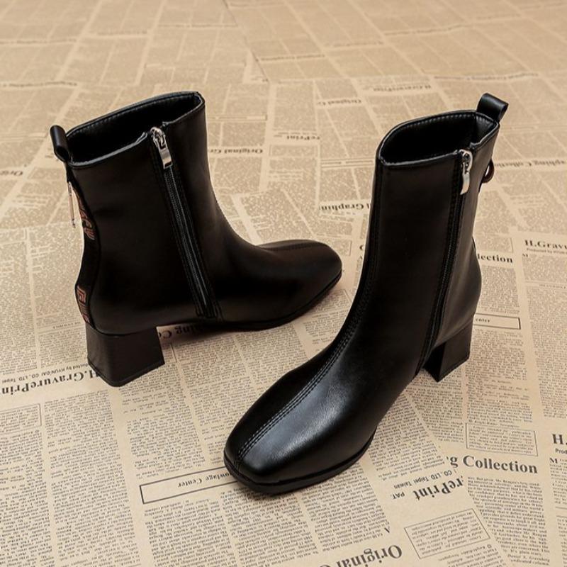 Combat Ankle Boots for Women Fur Elegant with Medium Heels Woman Short Shoes Punk Style Brown Booties Autumn High Quality Boot