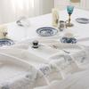 French Blue Cross Stitch Tablecloth for 4