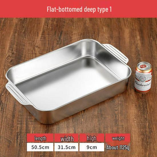 Rostfritt Stål Dubbelörad Djup Rektangulär Bak- och Grillplåt för Fisk och Skaldjur