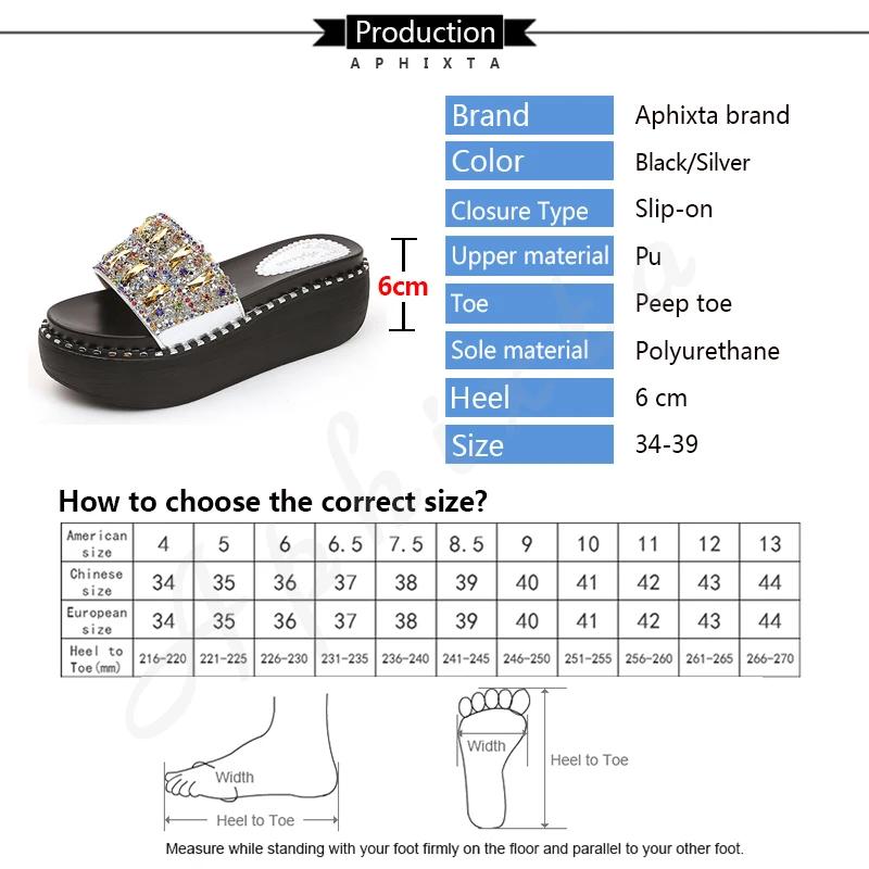 Fashion Luxury Women's Sandals Summer Platform Rhinestone Slippers Women Gemstone Slides Wedge Slippers Women's Shoes Beach Slides Shoes