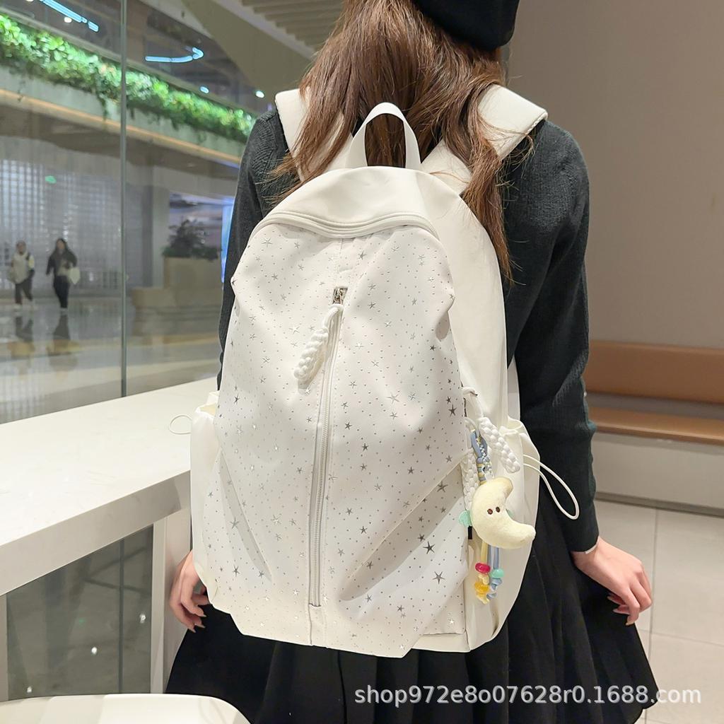 Schoolbag backpack 1011 new large-capacity simple casual foreign style pure and sweet starlight junior high school student schoolbag
