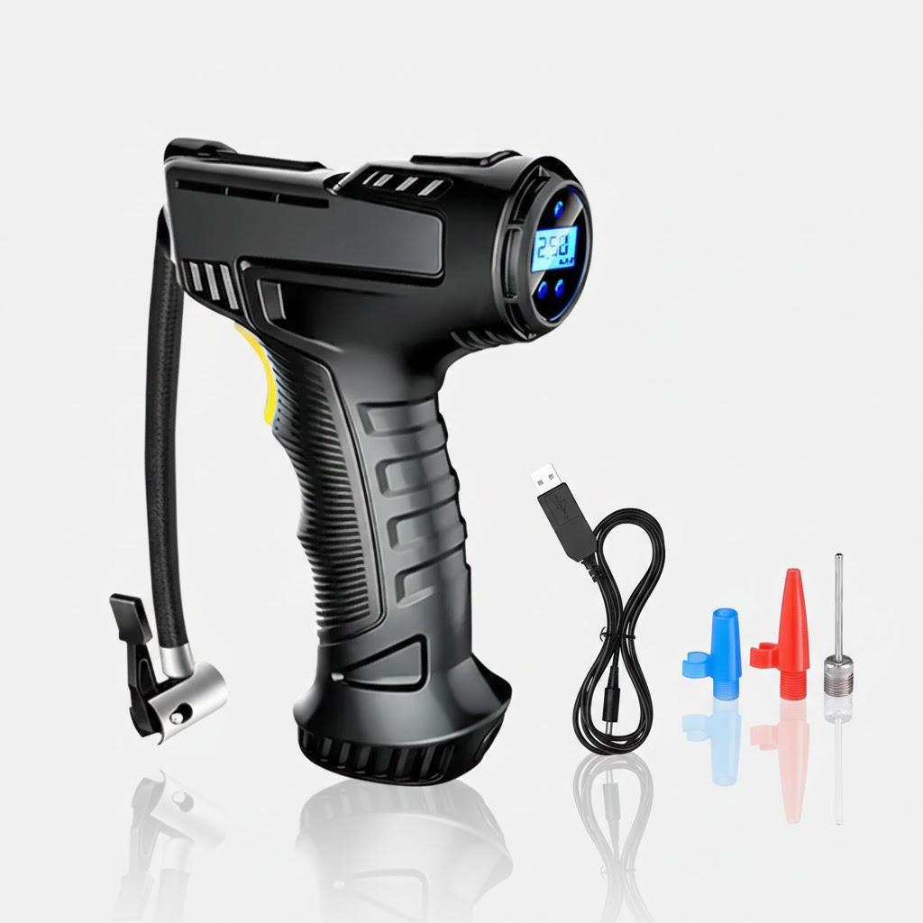 

Portable Handheld Wireless Car Tire Pump USB Charging LED Light Display Screen Pressure Monitor Automatic Inflation чёрный