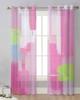 Pink Abstract Modernist Oil Painting Style Sheer Curtains for Living Room Decor Window Curtains Kitchen Tulle Voile Curtains