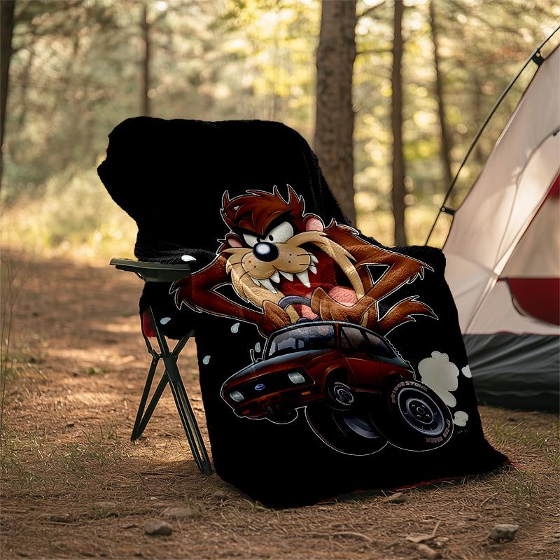 1pc Taz3 Theme Soft Flannel Throw Blanket - Digital Print, Polyester, Cozy for All Seasons, Perfect for Outdoor, and Travel