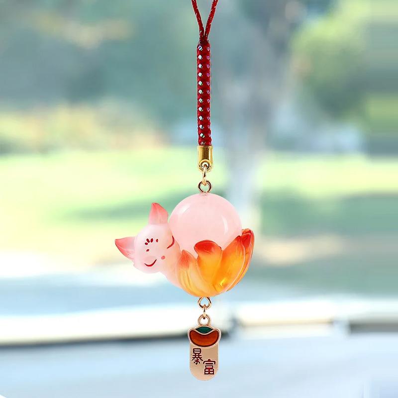 Cartoon Tushan Nine-Tailed Fox Natural Crystal Pendant Blind Box Keychain Lucky Charm Bag Car Decoration Toys Mystery Box Gifts
