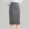 Teluoman Women's Professional Gray Midi Pencil Skirt