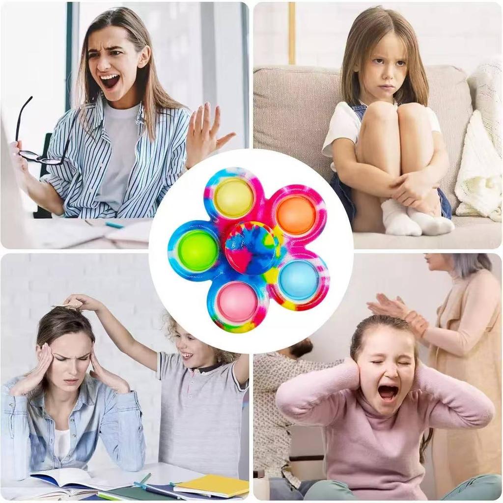 Tie Dye Blume Fidget Spinner Pop It Blase zum Drücken Sensorisches Spielzeug Stressabbau ADHS Angst Hand Spinner Kinderparty Fidget Geschenk