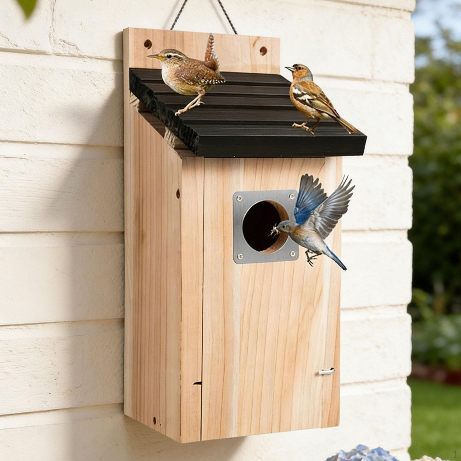 

Bird Box Nesting Box, Sturdy Feeder, Wooden Bluebird House, Hanging Birdhouse for Outdoor Wren
