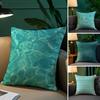 Blue Green Ocean Print Pattern Pillow Case Silky Elegant Comfort Sofa Bed  Invisible Zipper Beach Pillowcase