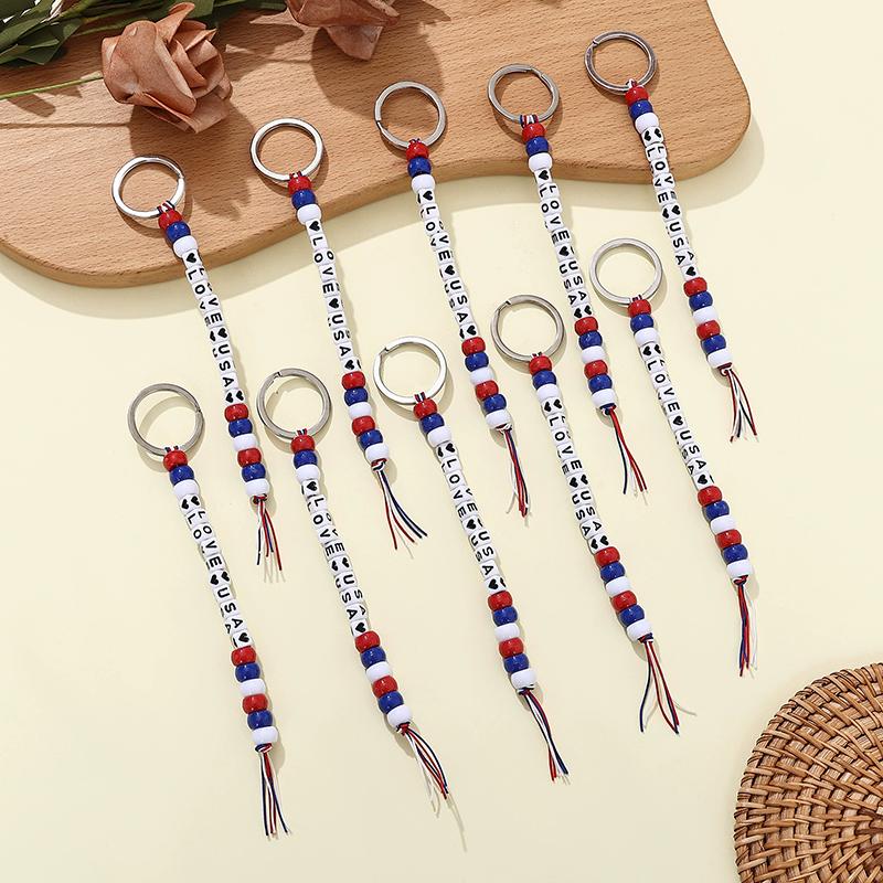 WTEMPO Creative Keychain Kit LOVE USA & AMERICAN Letter Beads Keychains Handbags Packbacks Hanging Keychian Pendents Festival Holiday Keychain Gifts