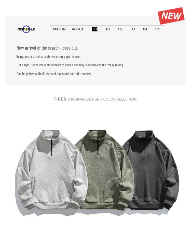 Sonbahar Dik Yaka Sweatshirt: Yeni Gelen Günlük Uzun Kollu Üst