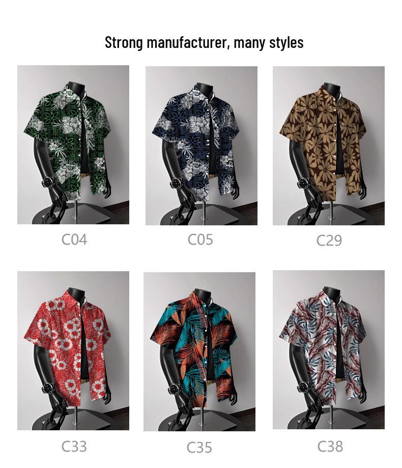 Men's Vintage Hong Kong-Style Hawaiian Floral Short-Sleeve Shirt: Trendy Summer Beachwear for Couples