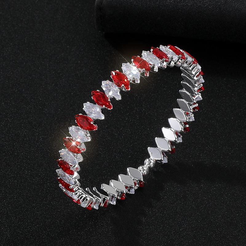 Full Diamond Zircon Open Bracelet Banquet Crystal Gold Silver Color Zircon Rhombus Bracelet